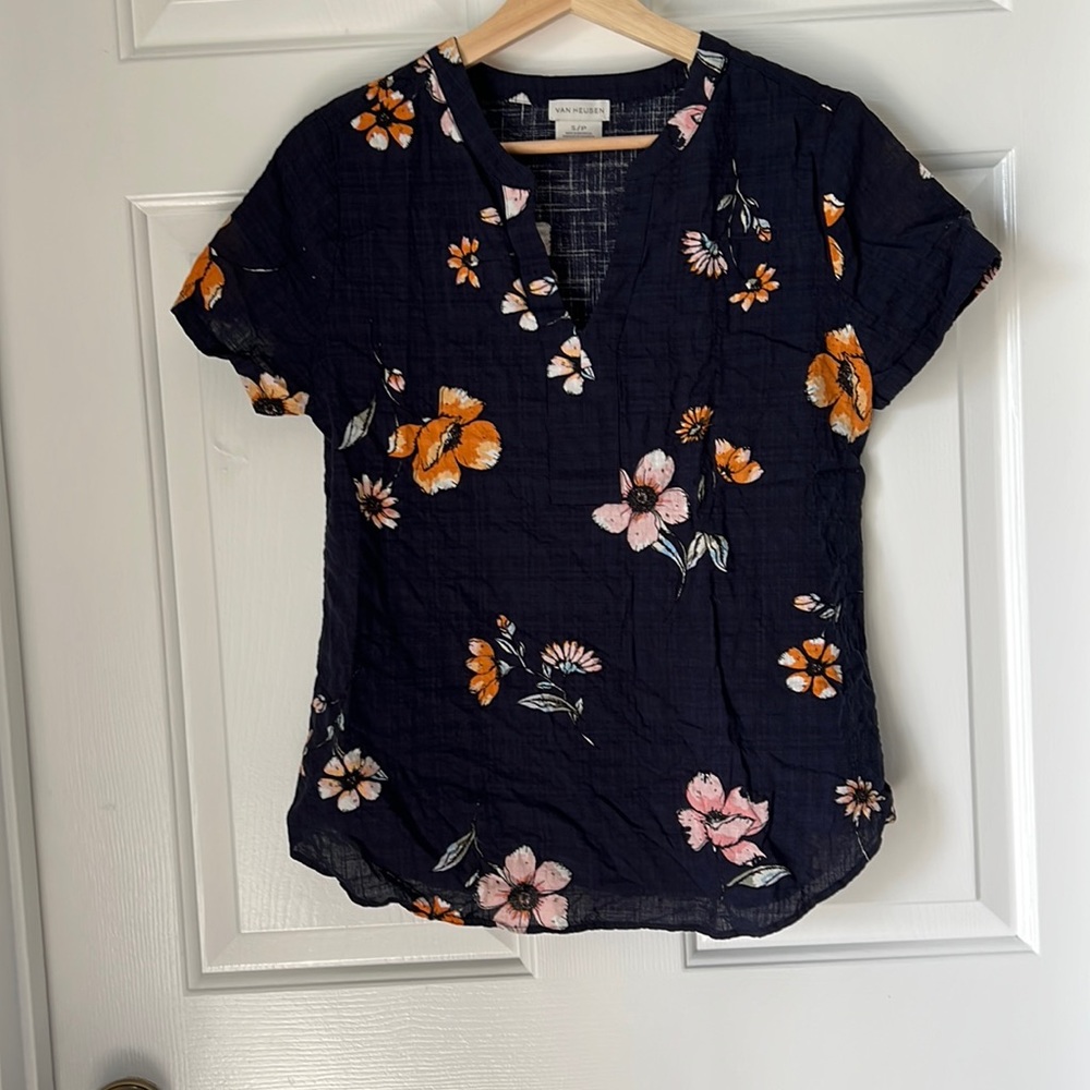 Van Heusen Navy Floral Blouse